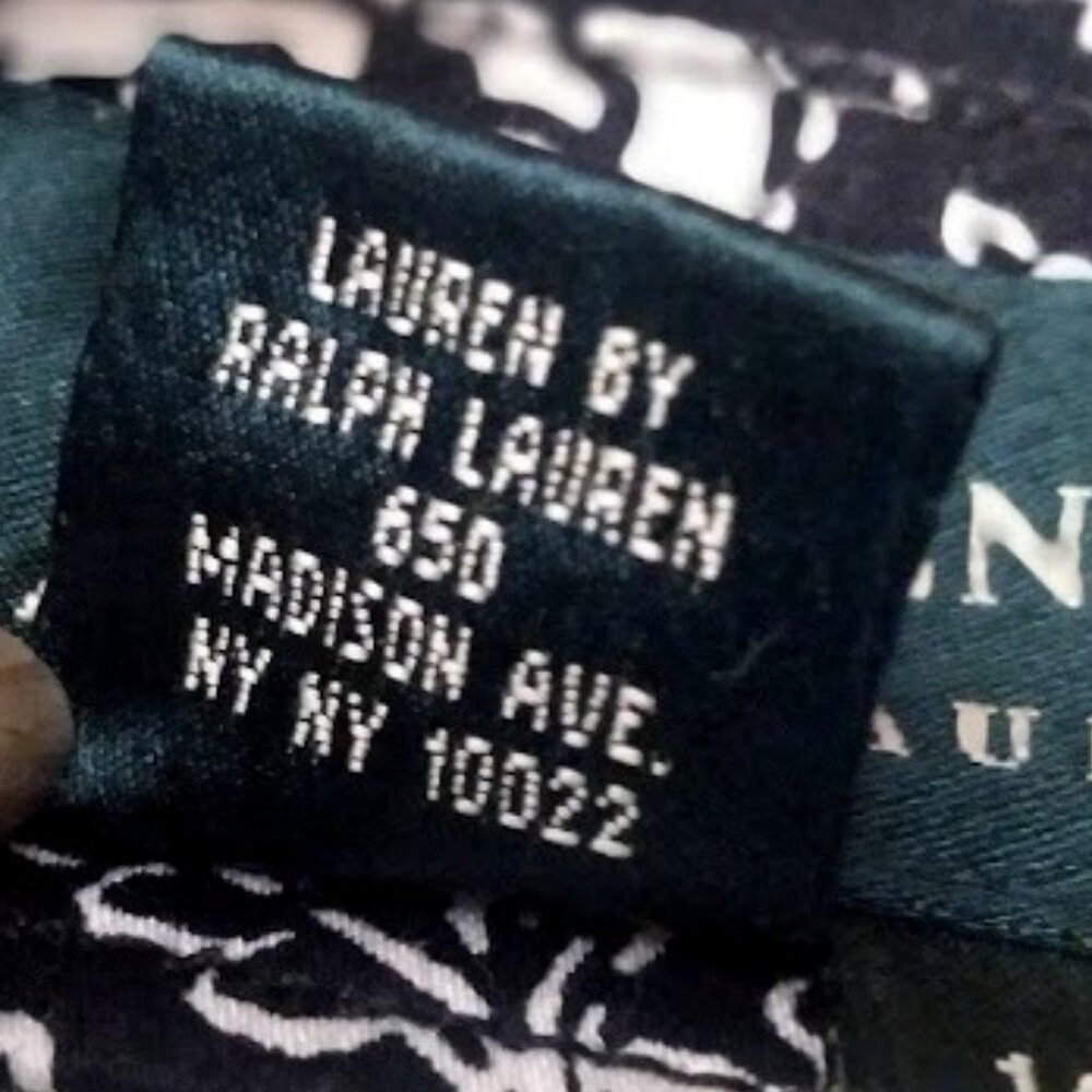 NWOT Lauren Ralph Lauren short Black & White Paisley Print Pencil Skirt Size: 14 - Picture 12 of 13